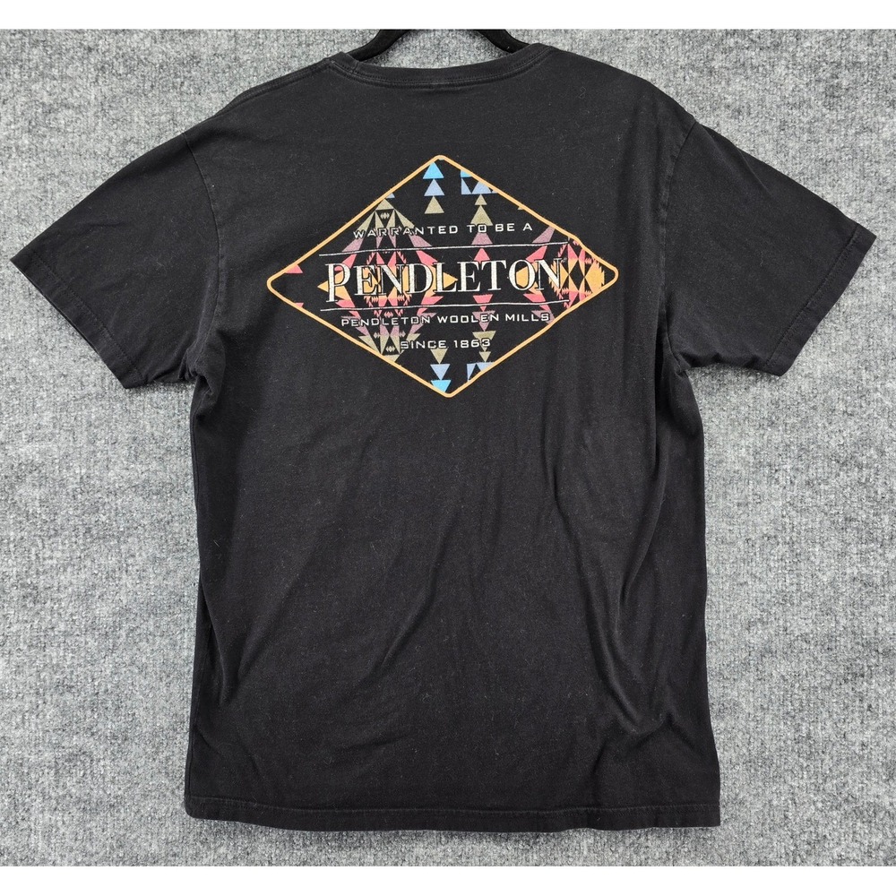 Pendleton Graphic T-Shirt Mens L Black Short Slv Cotton Logo Western Tribal